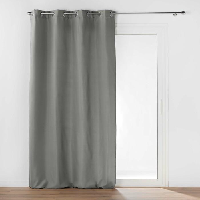 RIDEAU OEILLETS 135X260CM ISOLANT MICROFIBRE GRIS