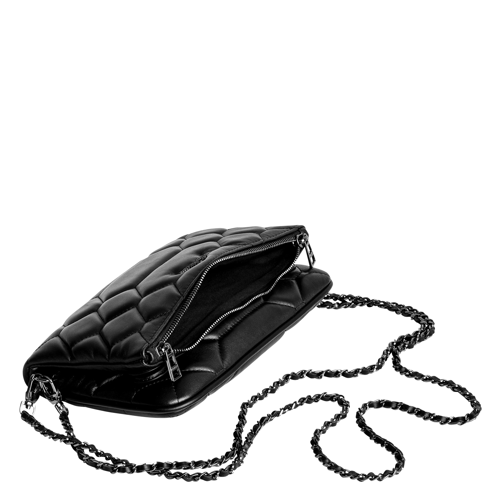ROCK XL - Pochette matelassée en cuir | Noir