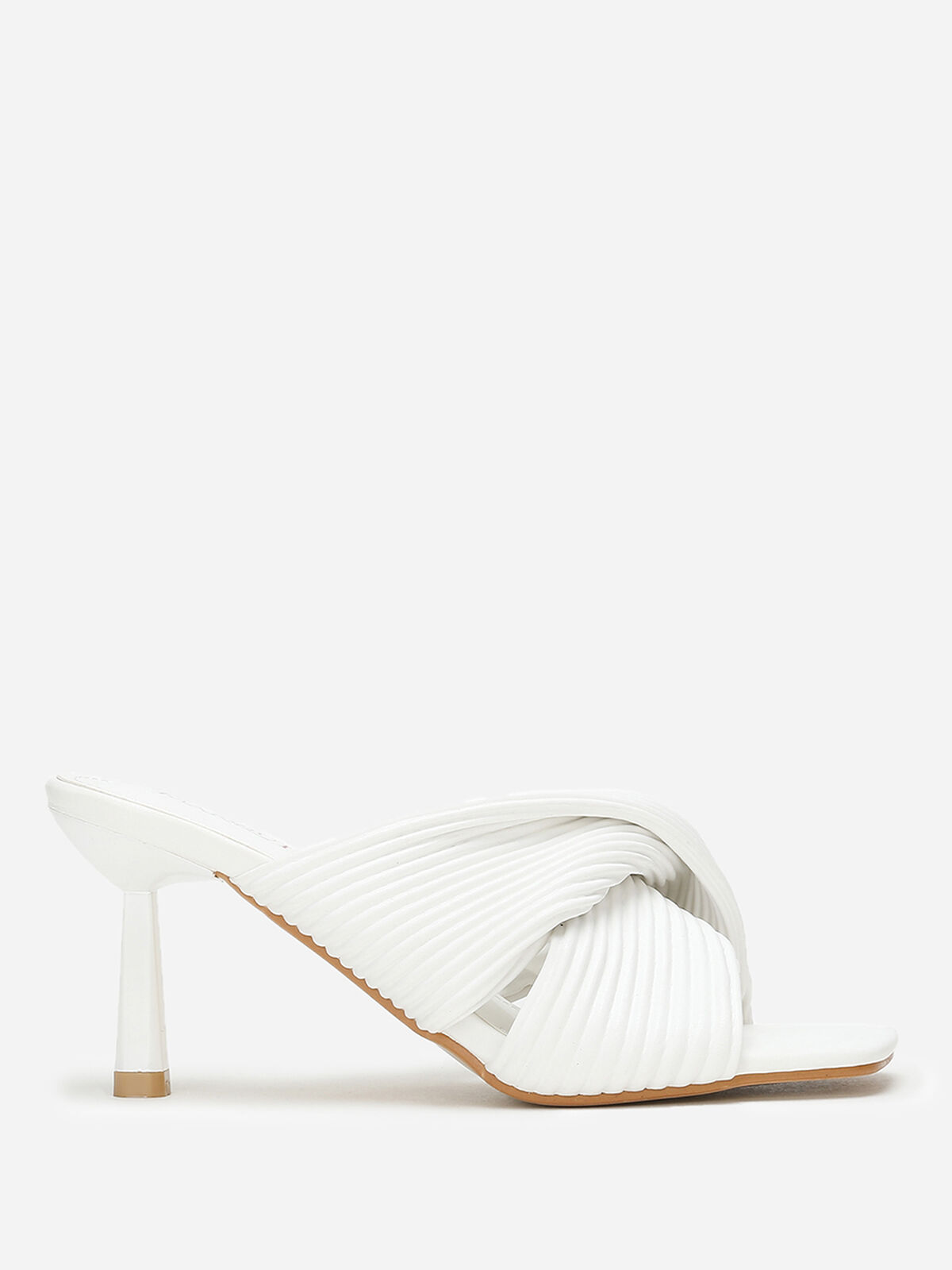 Mules à brides croisées et matelassées- Blanc