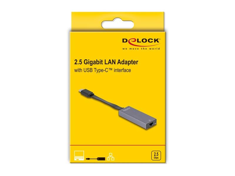 Delock Netzwerk-Adapter USB Typ-C - RJ45, 2.5 Gbps Delock USB Type-C Adapter zu 2.5 Gigabit LAN slim