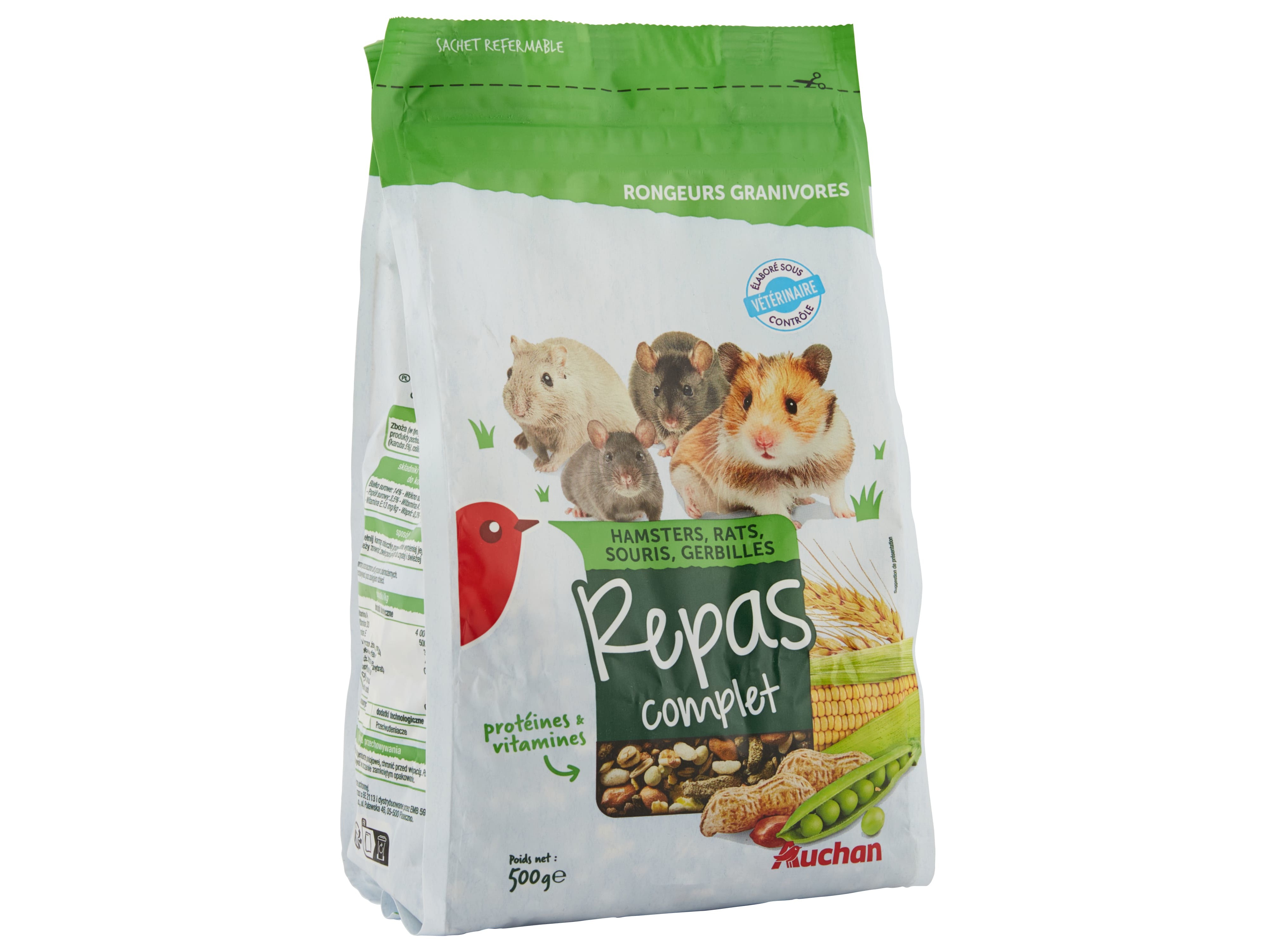 COMIDA PARA ROEDORES AUCHAN MENU COMPLETO 500G