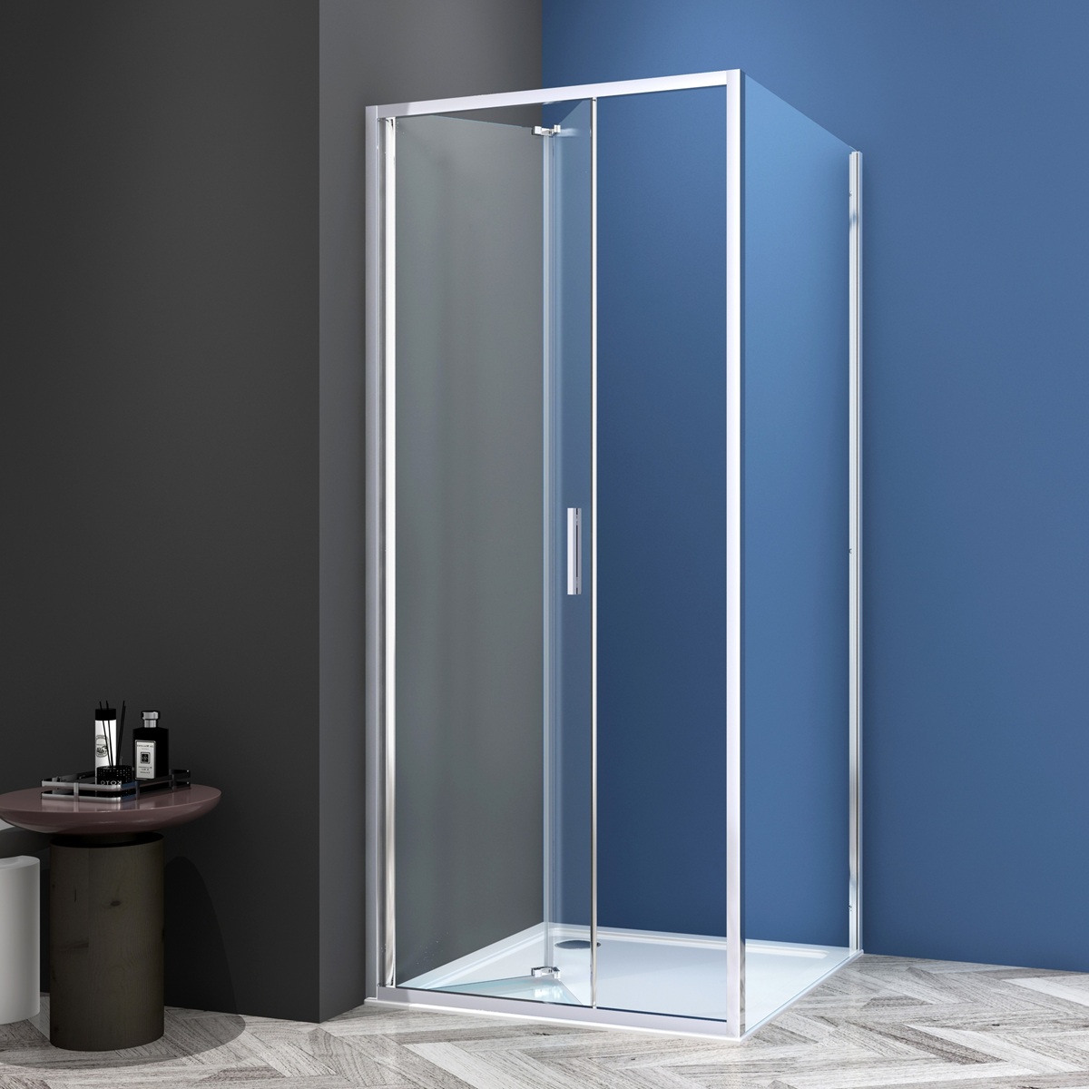 Badstuber Rano douchecabine met vouwdeur 100x100cm chroom
