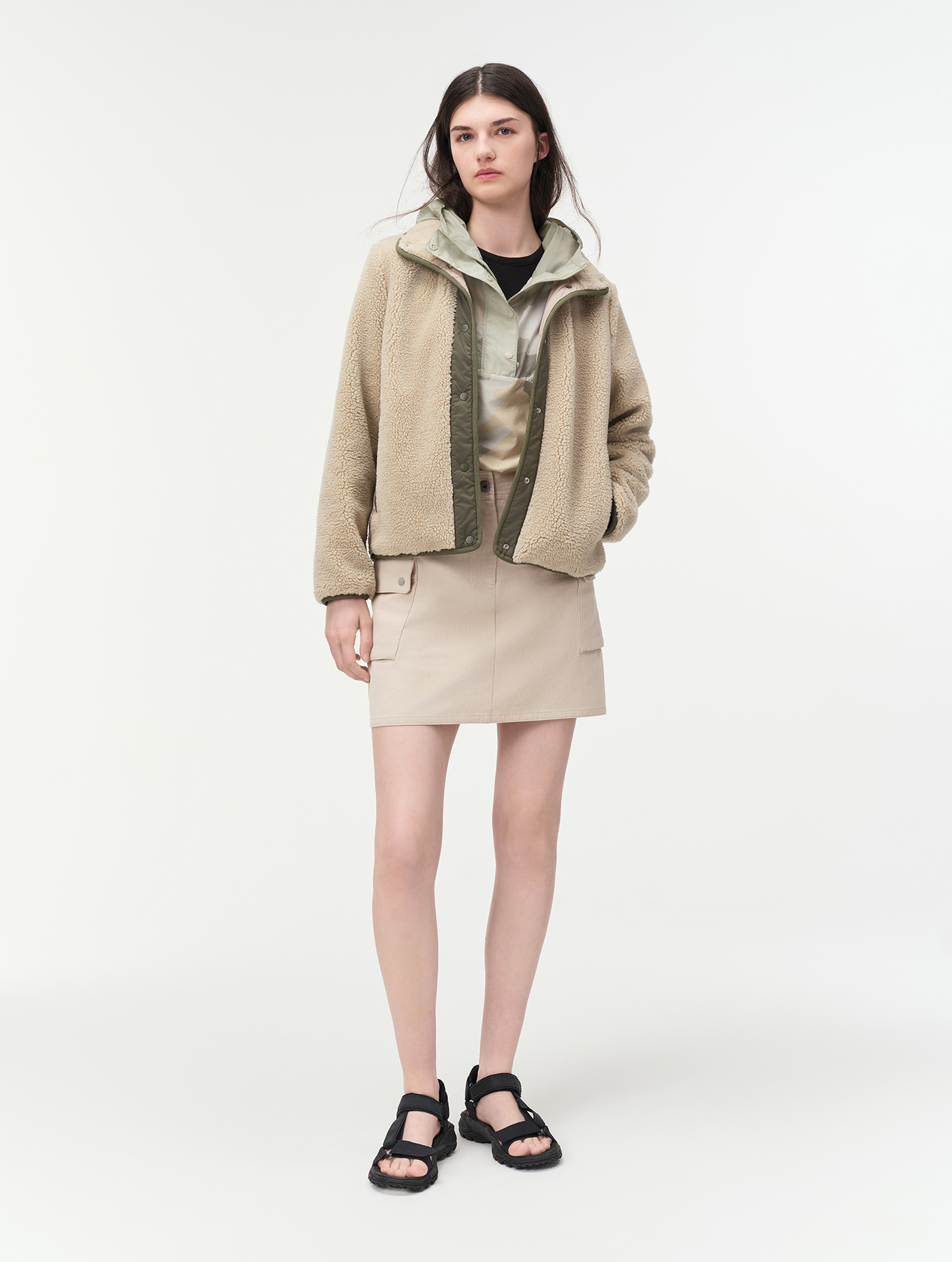Veste sherpa bi-matière BEIGE