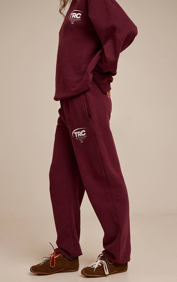 Rouge Bordeaux Pantalon De Jogging En Molleton De Coton Avec Bas Resserrés Run Club