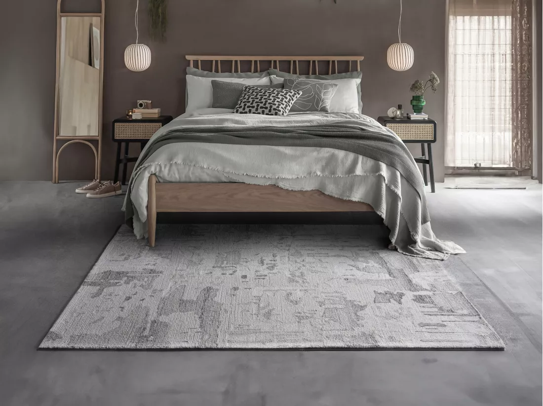 Tapis vintage en laine et viscose fait à la main - 200 x 290 cm - 1500g/m² - Gris - MILORA