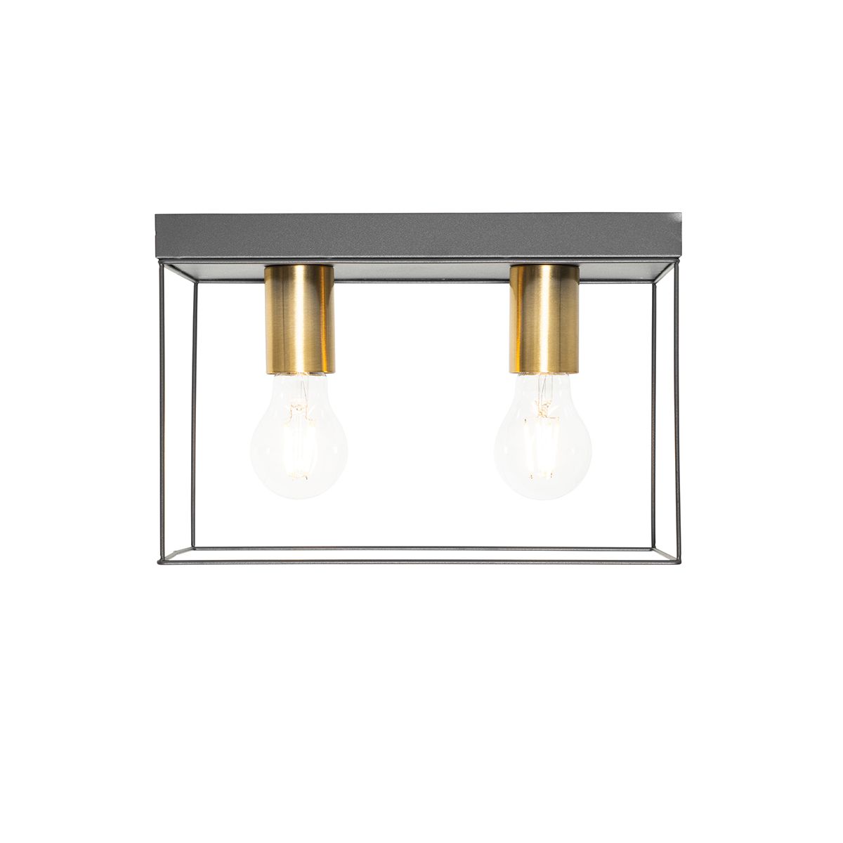 Minimalistische plafondlamp zwart met goud 2-lichts - Kodi