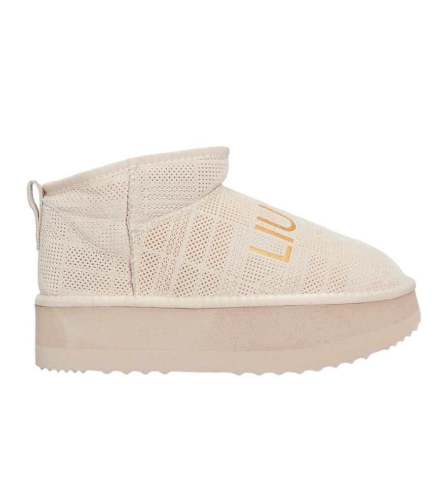 Botas de tornozelo Liu Jo em couro, modelo Jane 01, bege - Plataforma de 5 cm -