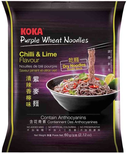 Koka Instant Paarse Multigranen Noedels Chili & Limoen Smaak 60g