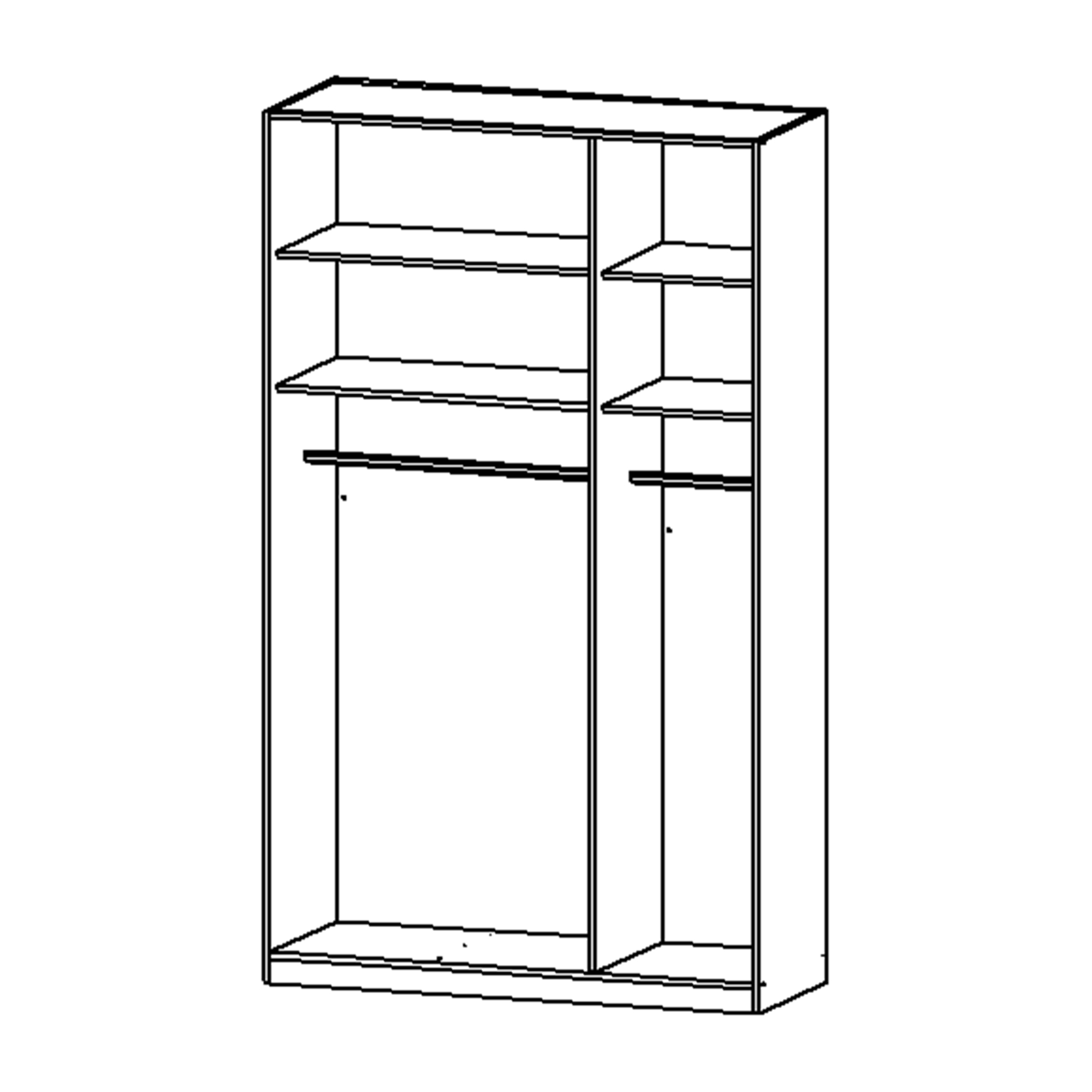 Drehtürenschrank - seidengrau - Glasfronten - 3-türig - 136x229 cm