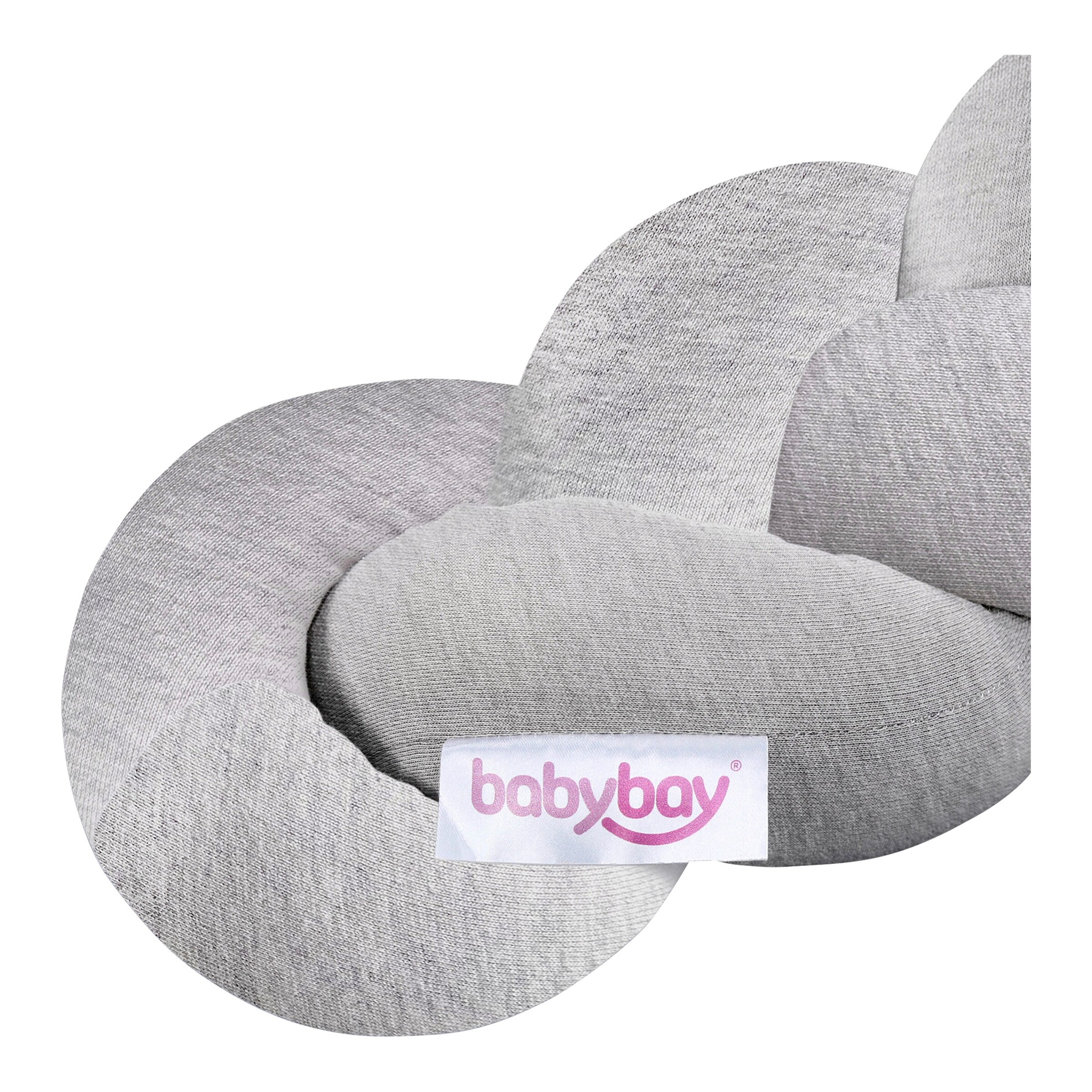 babybay® Nestchenschlange Jersey geflochten 200 cm hellgrau meliert