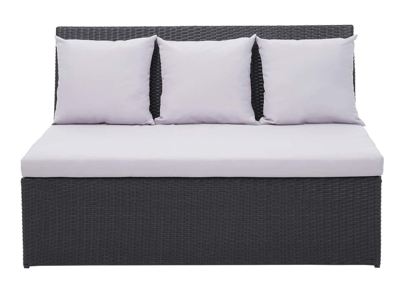 Poly-Rattan 2er Sofa MCW-G16, Lounge-Gartenbank Sitzbank Sessel, Gastronomie 120cm ~ schwarz, Kissen hellgrau