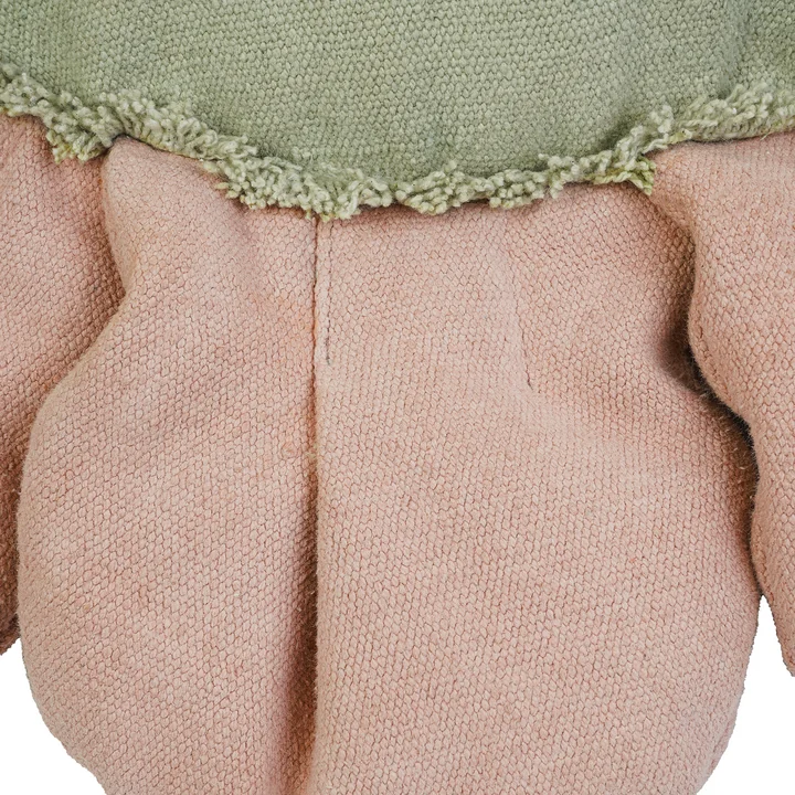 Lorena Canals - Pink Daisy Bodenkissen, Ø 70 cm, golden / pink / natural / olive