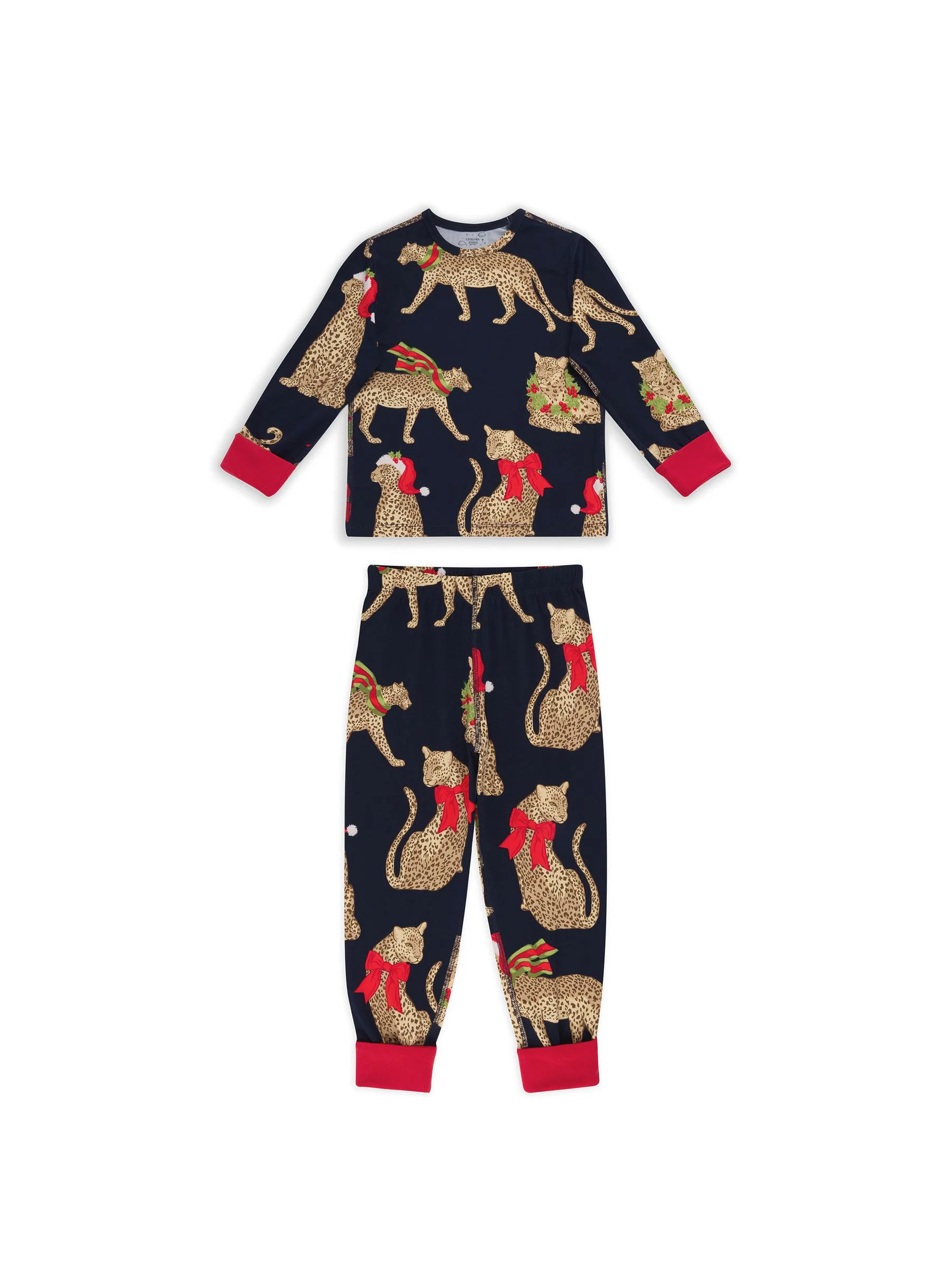 Chelsea Peers lange pyjama met kerstluipaardprint