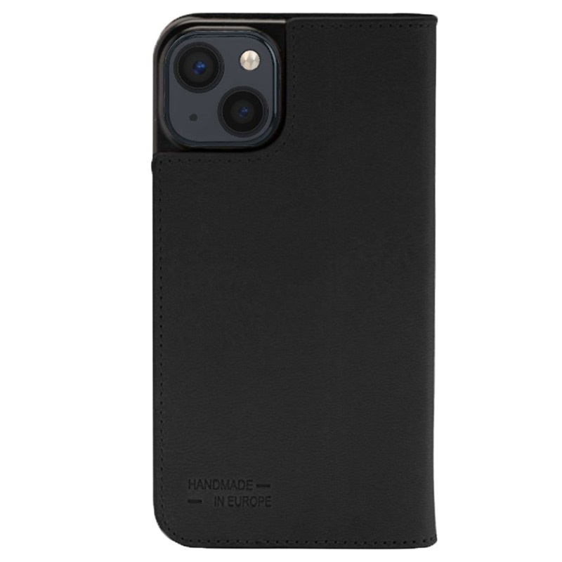 iPhone 13 Echtleder Bookcase Hülle Tegel (10752) - Schwarz