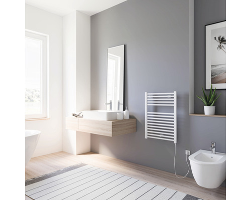 SCHULTE Turbo elektrische handdoekwarmer, verwarmingselement rechts, 50 x 69,5 cm, 300 W, met Schuko-stekker, wit