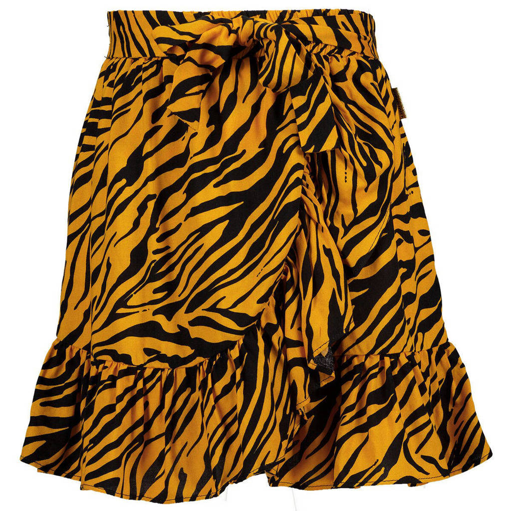Vingino rok met zebraprint en ruches oker/zwart