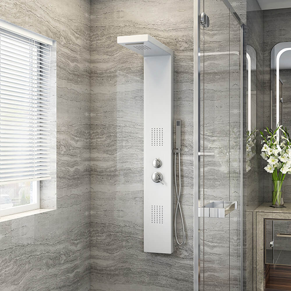 Home Deluxe - Douchepaneel - CASCATA Wit - Afmetingen: 142 x 20 x 50,5 cm, incl. regendouchekop en complete accessoires