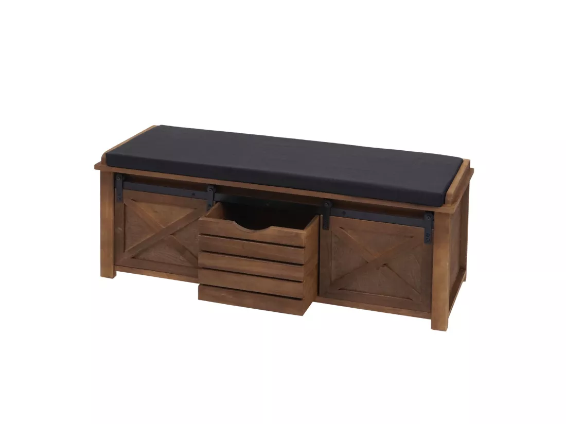 Banc avec compartiments de rangement MCW-H53, marron