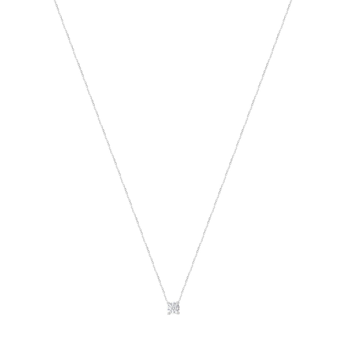 Collier or 750 blanc diamant synthétique 0,50 carat 42 cm
