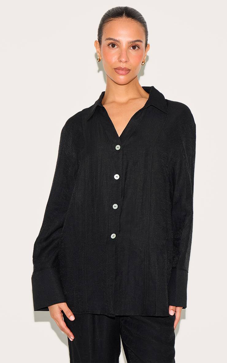 Noir Chemise Oversize Tissée Petite