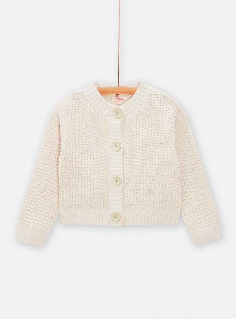 Cardigan en maille écru pour fille