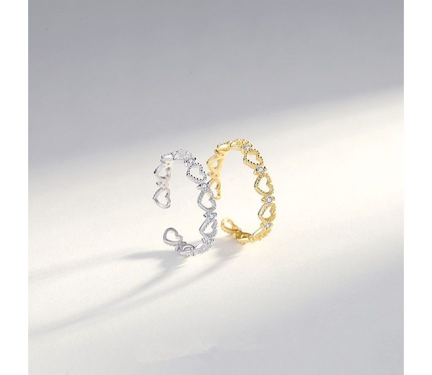 Parskletie - Hartvormige Sterling Zilveren Open Ring