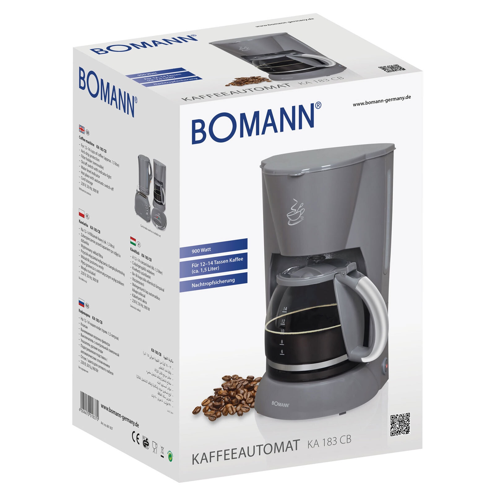 BOMANN Kaffeemaschine KA 183 CB 900 W grau