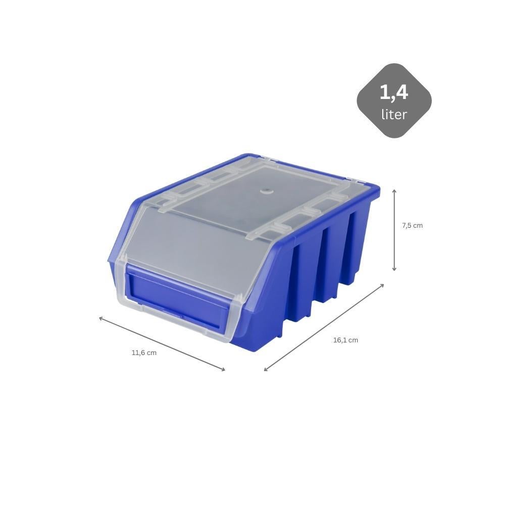 PROREGAL SuperSaver Set 10x Opbergdoos 2 met deksel HxBxD 7,5 x 11,6 x 16,1 cm Polypropyleen Blauw