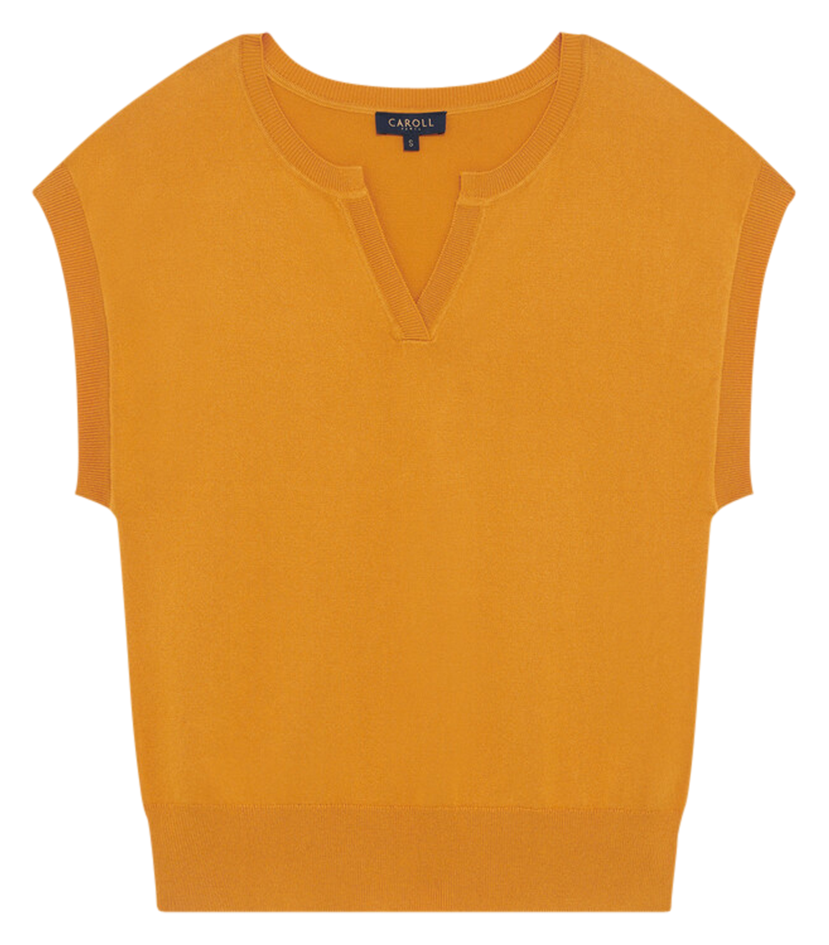 MELINE - Pull col tunisien sans manches| Marron