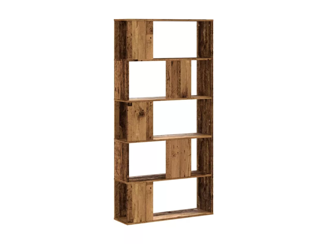 Bibliothèque 5 niveaux vieux bois bois d'ingénierie
