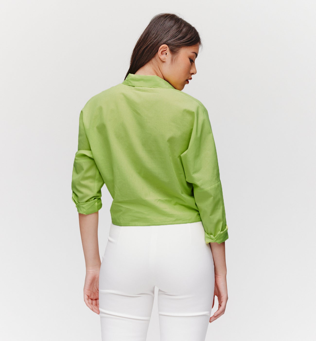 Chemise courte et unie Femme - Jaune vert