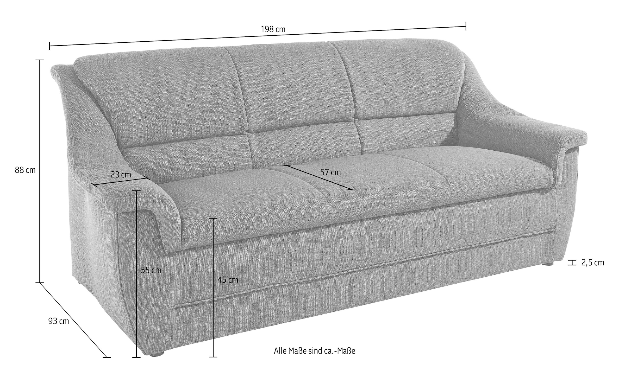 DOMO collection 3-Sitzer »Lale formschönes und komfortables Sofa, zeitlos und elegant,« optimal für kleinere Räume