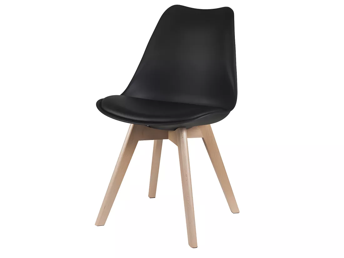 Lot de 6 chaises JODY - Polypropylène et Hêtre - Noir