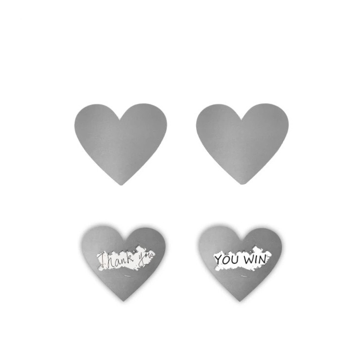 (1 Rolle à 300Stk.) 25mm Herz Aufkleber Heart DIY Rubbel Sticker Selbstklebende Scratch Etiketten - Gold
