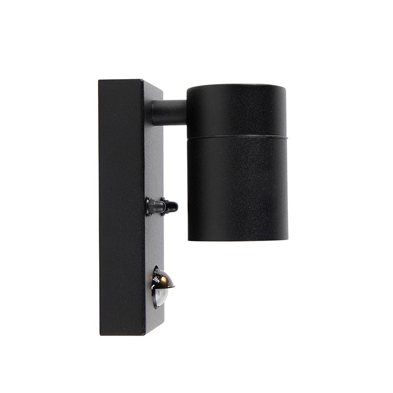 Buitenwandlamp zwart met bewegingssensor IP44 - Solo