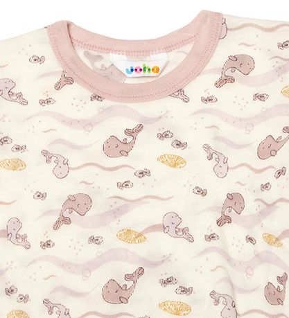 Joha T-shirt - Uld - Off White/Støvet Rosa m. Hval