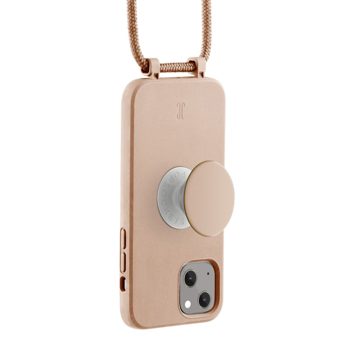 (by Just Elegance) iPhone 14 PopGrip 3in1 Necklace Gummi Hülle   Handykette (150cm)   PopSockets (30179) - Beige