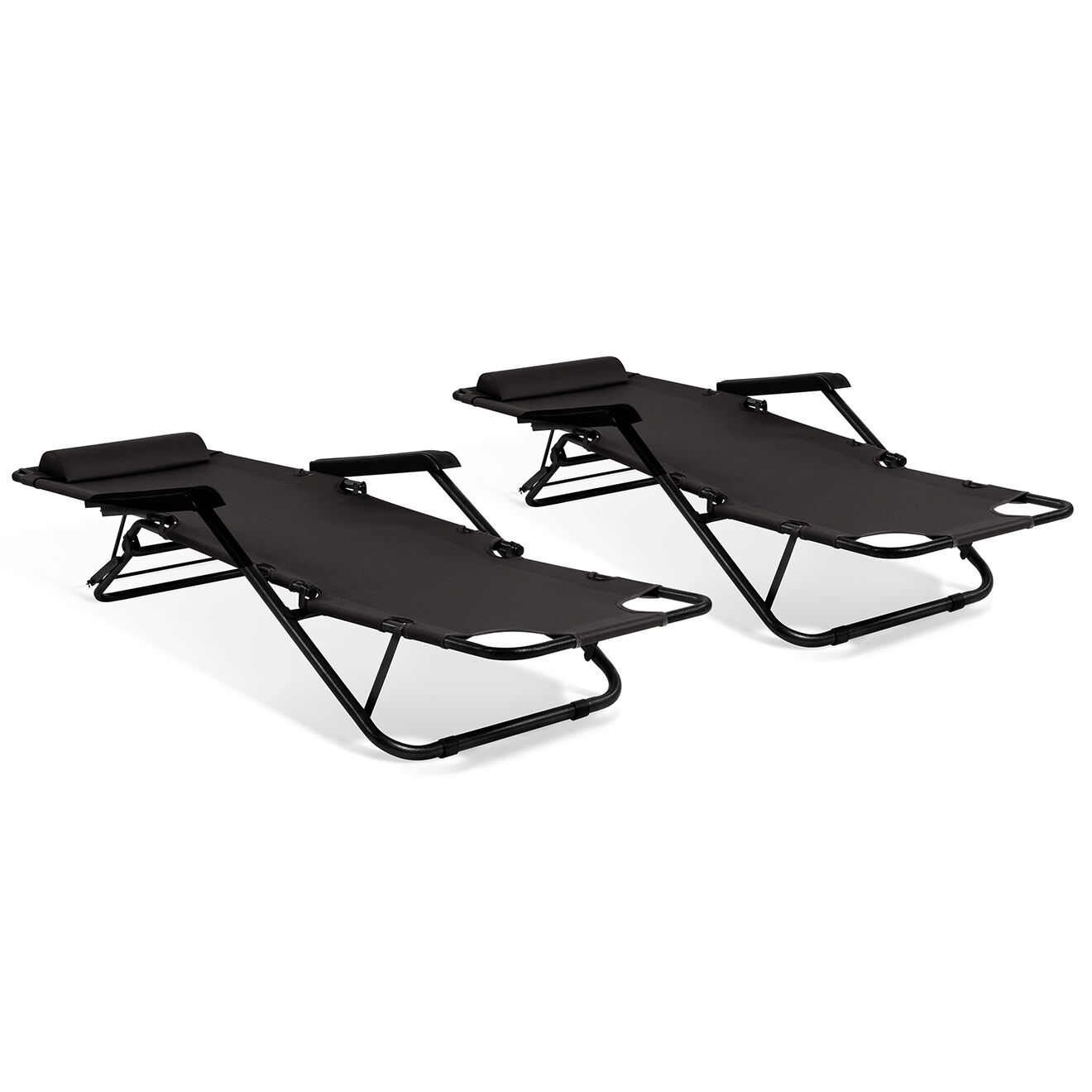 Pratik Garden 2 Transats relax noirs - 178x61x33 cm