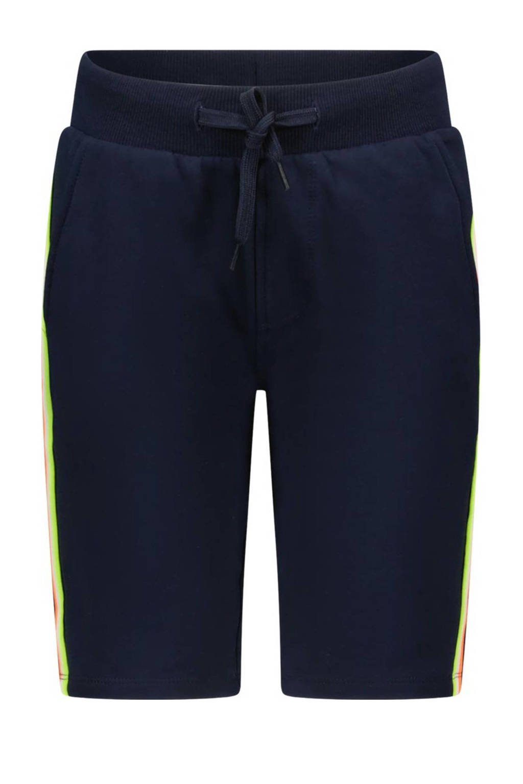 TYGO & vito slim fit sweatshort Bing met zijstreep donkerblauw