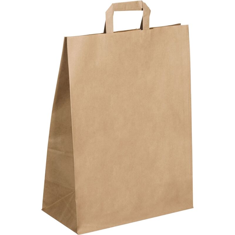 Sacs kraft brun poignées plates qualité 80 g/m² - 50 sacs