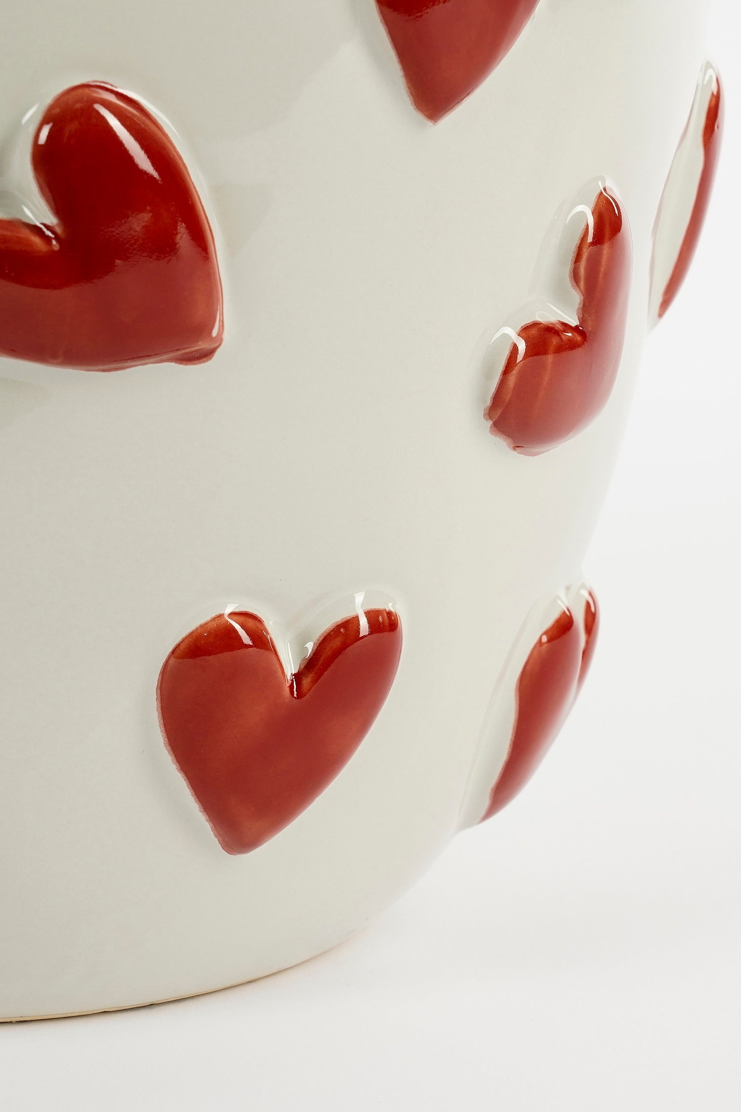 Mica Decorations vaas Hearts wit / rood D 30 H 32,5 cm