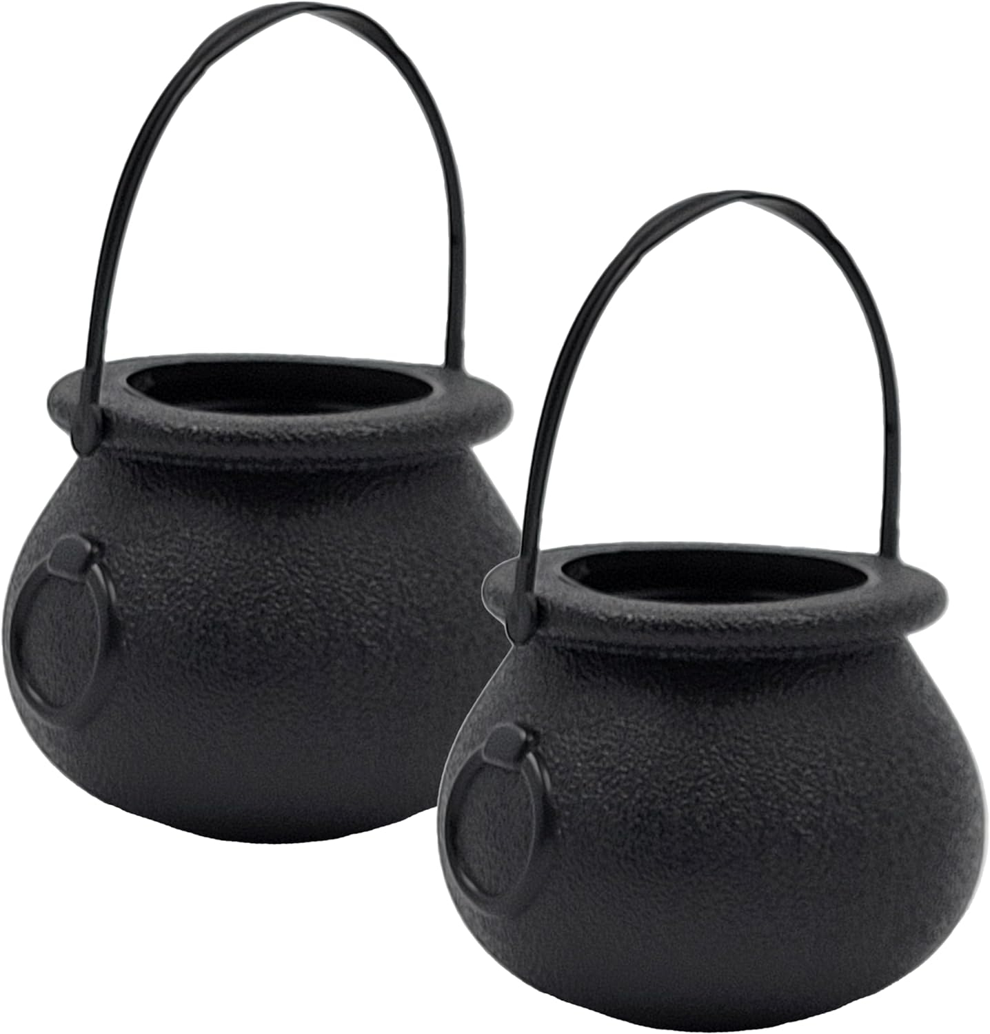 (6er Set) Ø7cm Halloween Mini Süssigkeiten Eimer Tisch Deko Hexenkessel Candy Bag - Schwarz