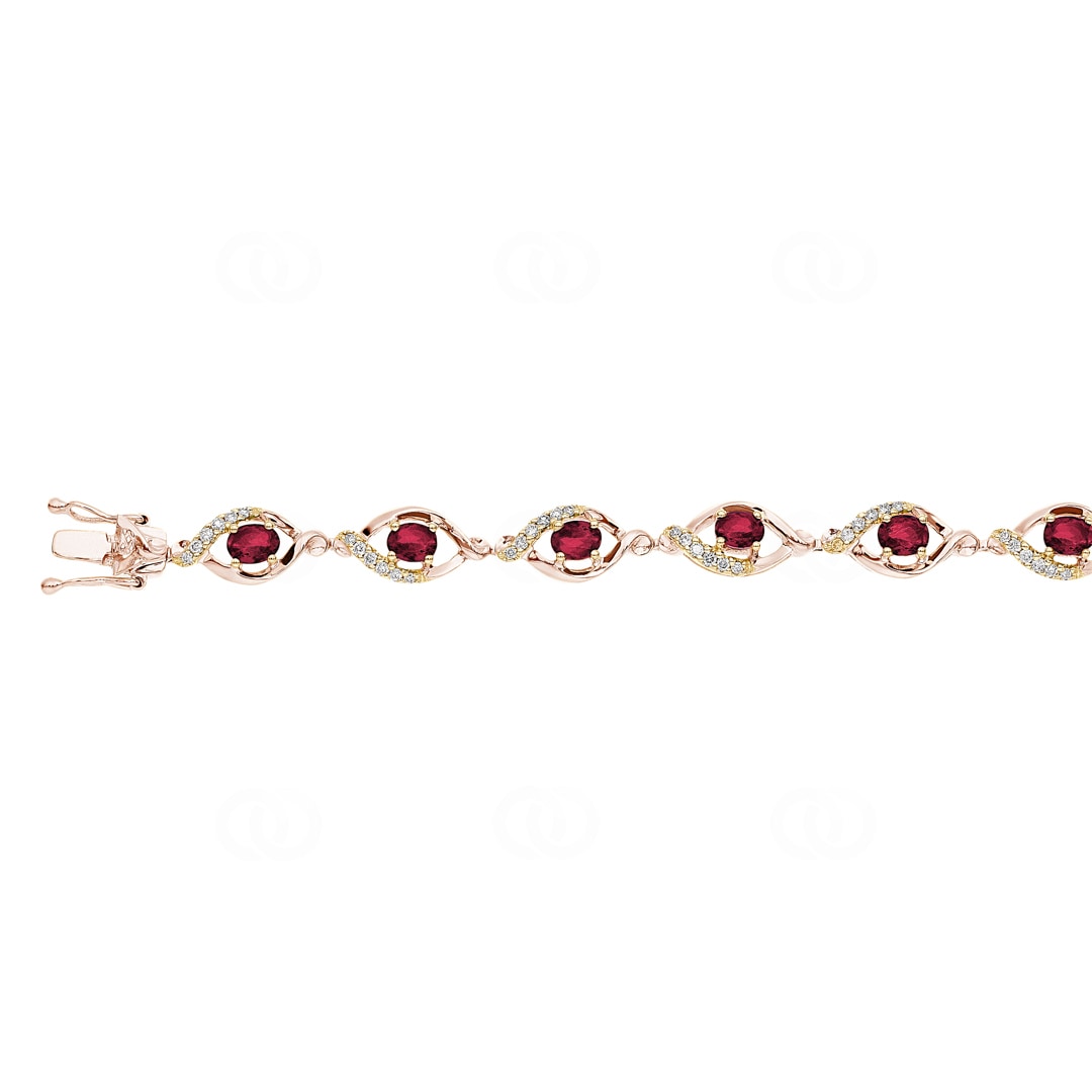 Rubin Armband 750/18 K Roségold mit Diamanten 0.44 ct H/si