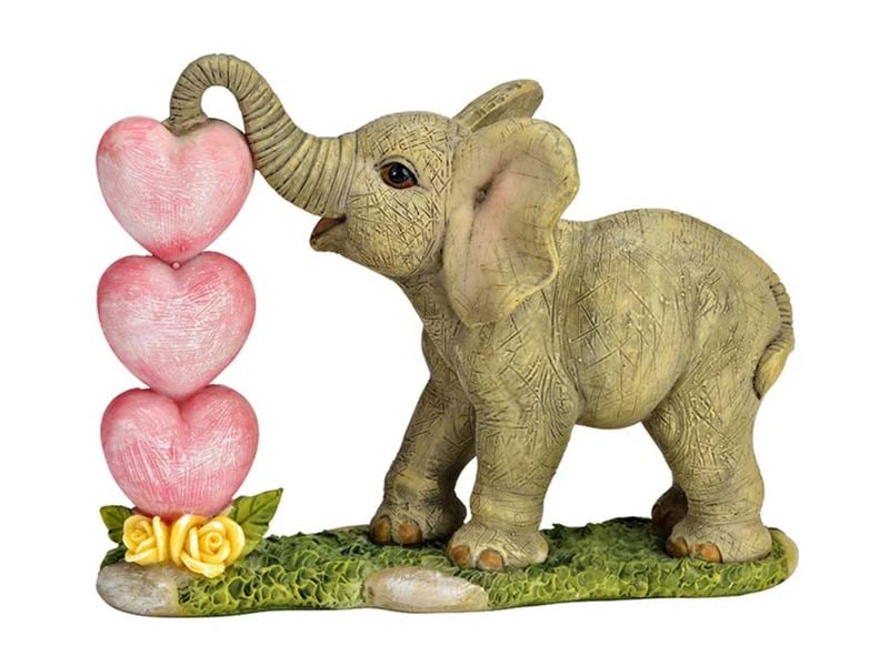 G. Wurm Dekofigur Elefant mit Herz 14 x 11 x 7 cm, Grau Dekorationsfigur
