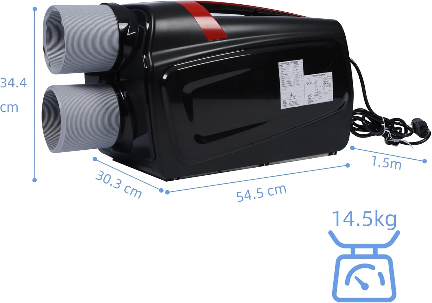 Mobile Klimaanlage mit 3500BTU, Schnelle Kühlung 3 in 1 Luftkühler mit Abluftschlauch - Kühlung, Ventilator, Luftentfeuchter - Tragbar Klimagerät für Camping/Wohnmobile im Freien Wohnwagen