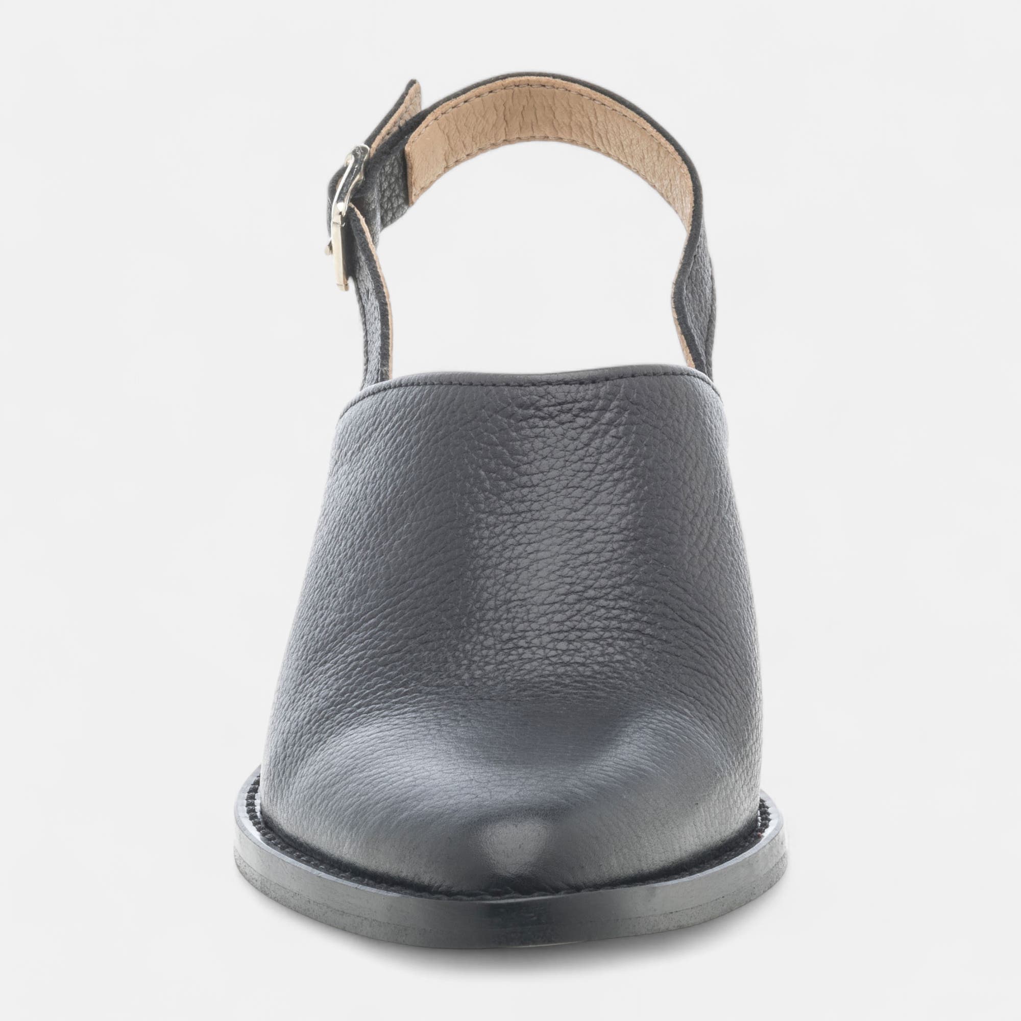 Mules à talon Femme en cuir noir