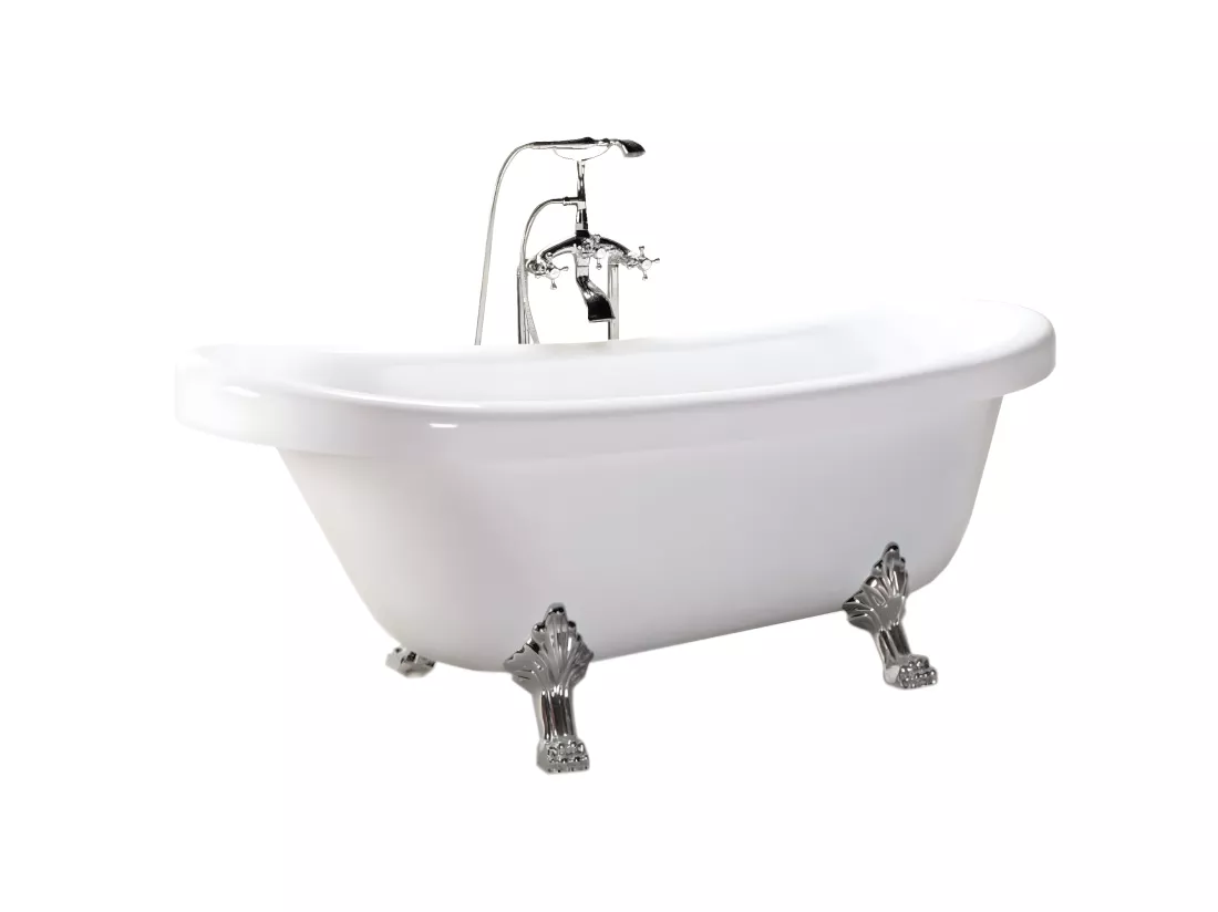 Baignoire ilôt retrò 170 x 80 cm avec pieds argent + Mitigeur – Marigold