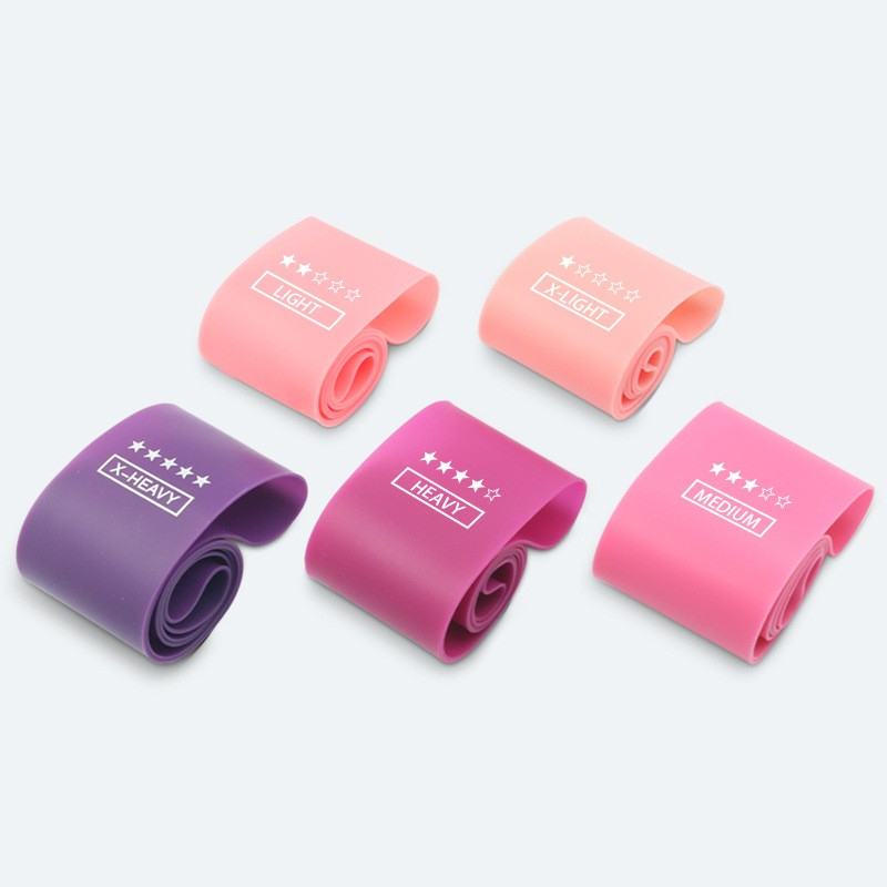 (5er Set) Gummi Fitness Übungsbänder / Widerstandsbänder / Gymnastikbänder für Training / Yoga / Pilates - Pink