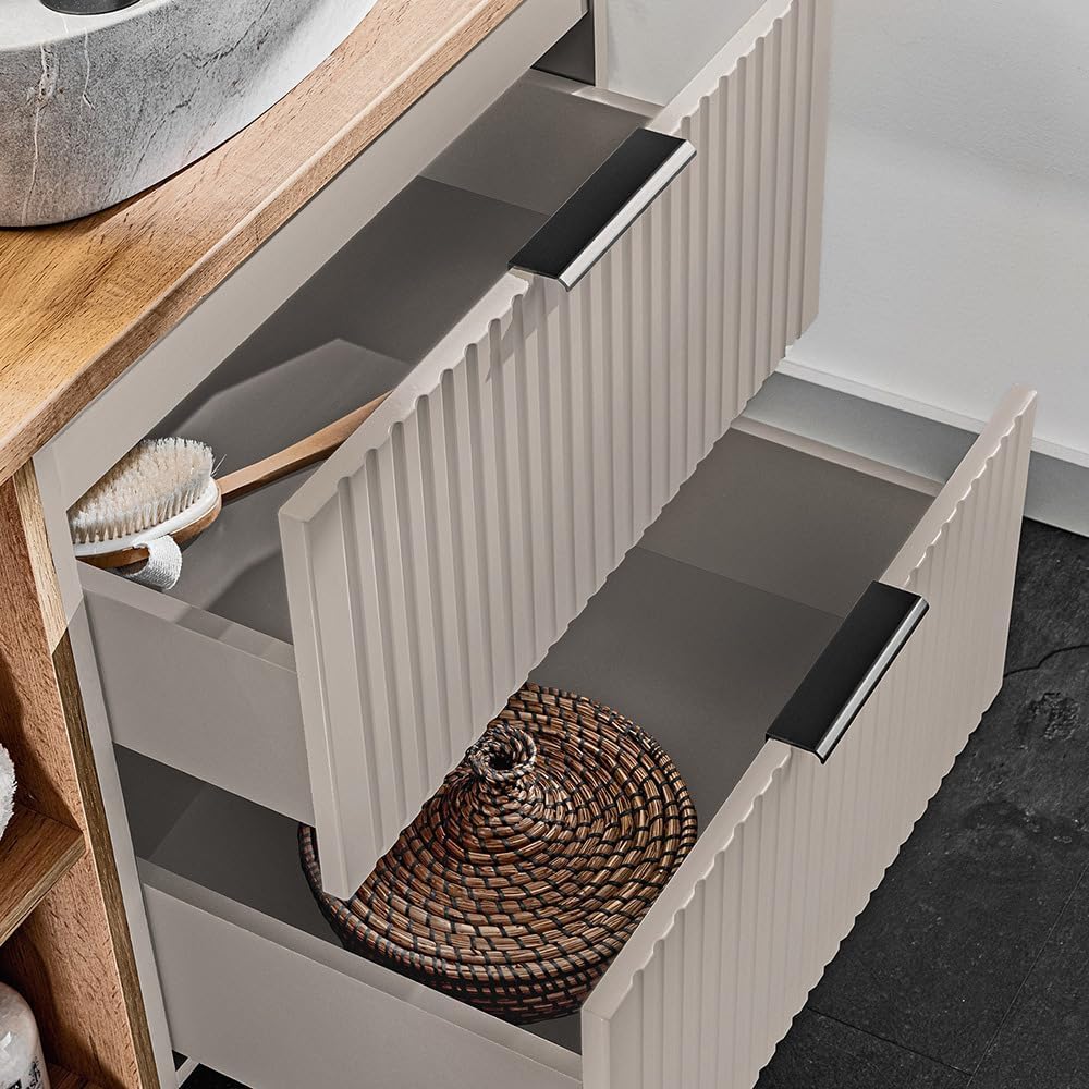 Lomadox Badezimmer Waschtischunterschrank 120cm, in Kaschmir, mit 2 Softclose-Schubladen