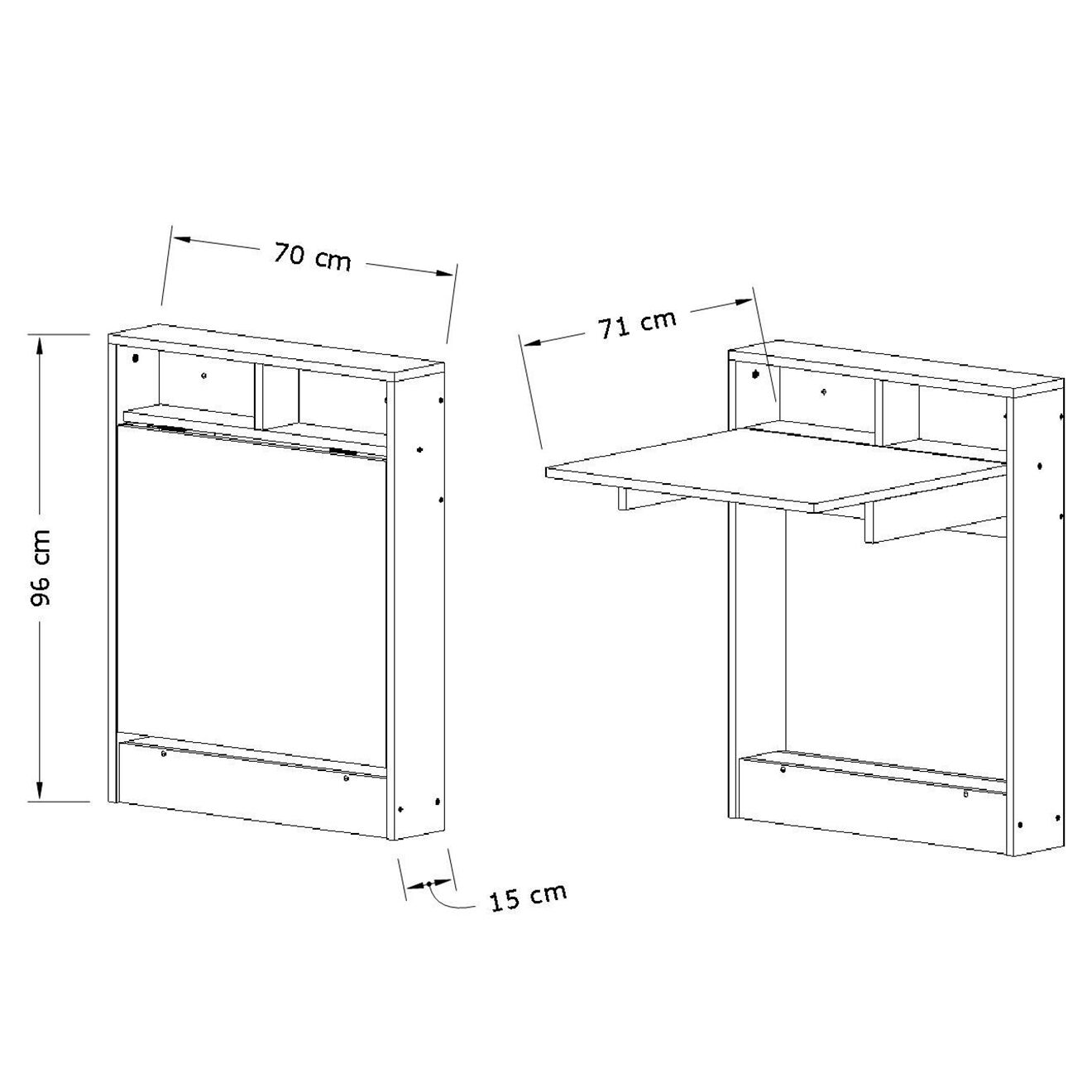 Wooden Art Table pliable bracked blanc - 70x90x15 cm